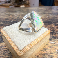 Bague chevalière semi-ouverte topaze bleue
