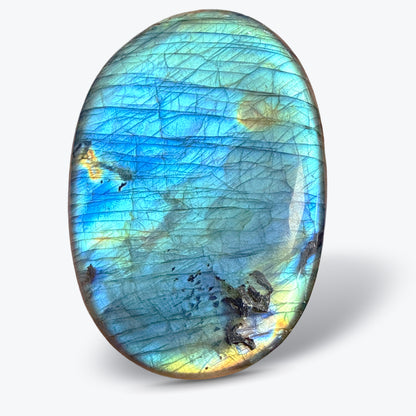 Galet Ovale Poli en Labradorite Naturelle Orange de Madagascar – 4 tailles, 6 à 11 cm