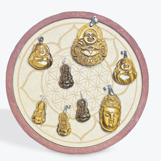 Pendentif Oeil de tigre Bouddha