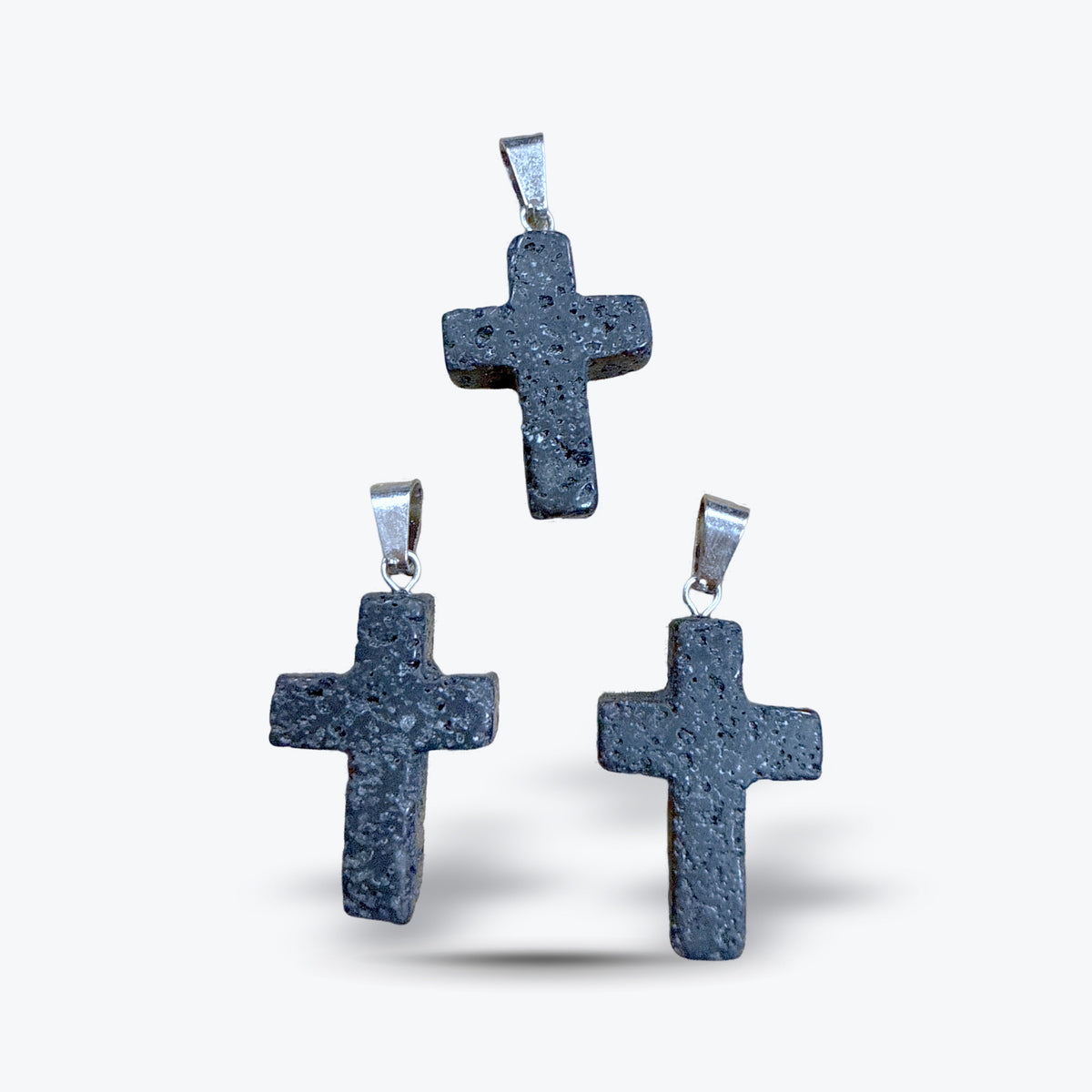 Pendentif Croix en Pierre Naturelle Polie, 15 pierres au choix, bélière et chaîne | 1,8x2,5x4cm
