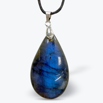 Pendentif Goutte en Labradorite Naturelle du Madagascar – laiton – 3 x 2 cm - 10 g