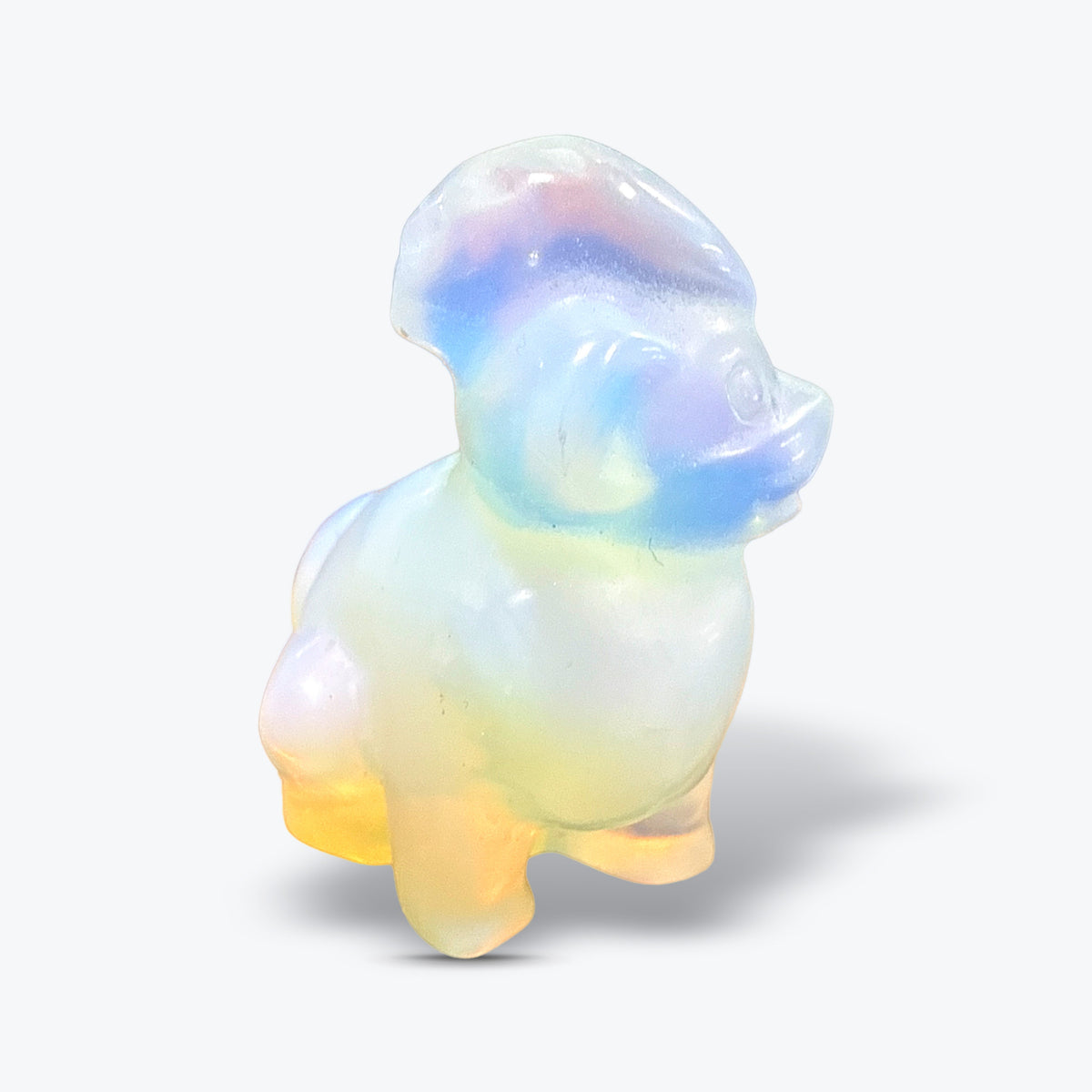 Figurine Chien Assis en Opalite – verre opalescent blanc laiteux, poli - Pièce unique | 24gr - 3,5x3cm