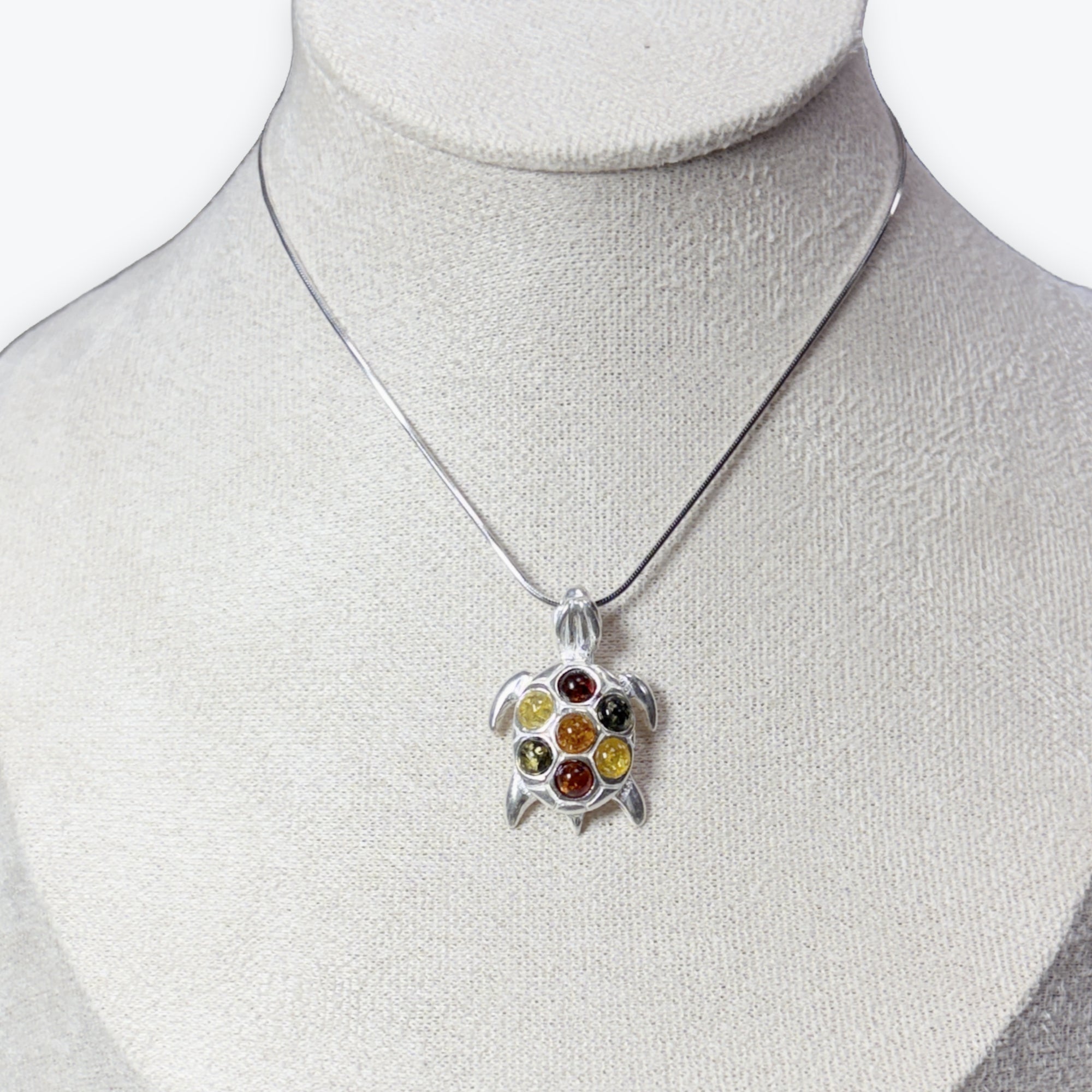 Pendentif Ambre Tortue - Argent 925