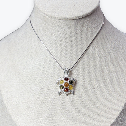 Pendentif Ambre Tortue - Argent 925