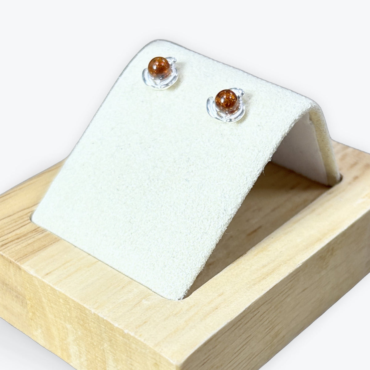 Puces de perle en Ambre et Argent 925