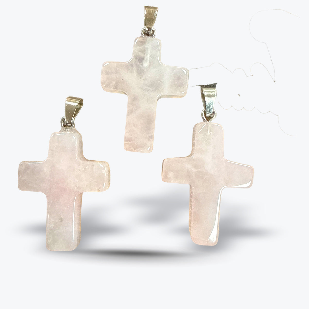 Pendentif Croix en Pierre Naturelle Polie, 15 pierres au choix, bélière et chaîne | 1,8x2,5x4cm