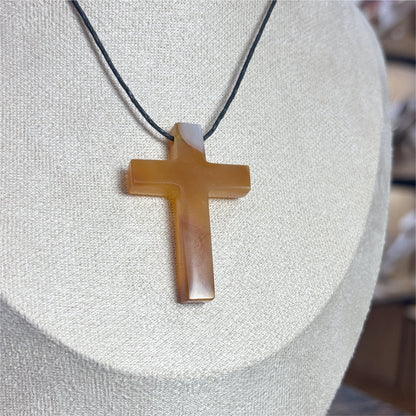 Croix percée en Cornaline 4,5x3 cm