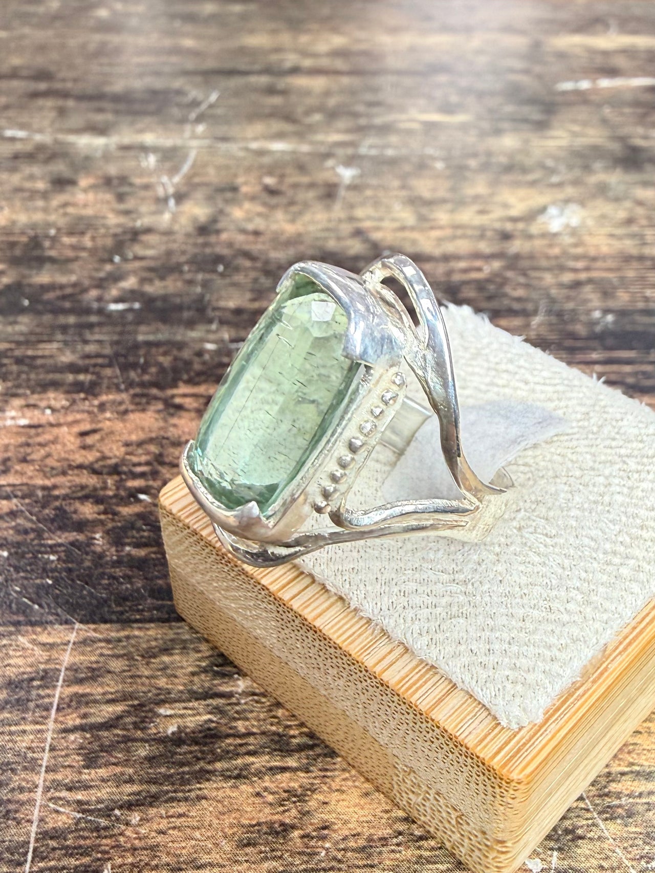 Bague Prasiolite rectangulaire