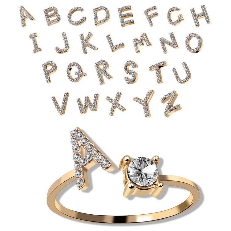 New Design Adjustable 26 Initial Letter Ring Fashion Jewelry For Women Simple Elegant Jewelry - Tatum Cristal
