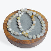 Bracelet Agate perles 6 mm avec décors argentée - 3