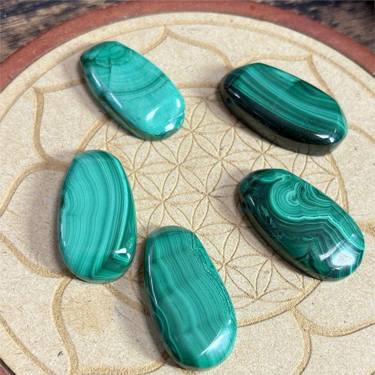 Pendentif Malachite percés latéral - 20gr - 4x2cm