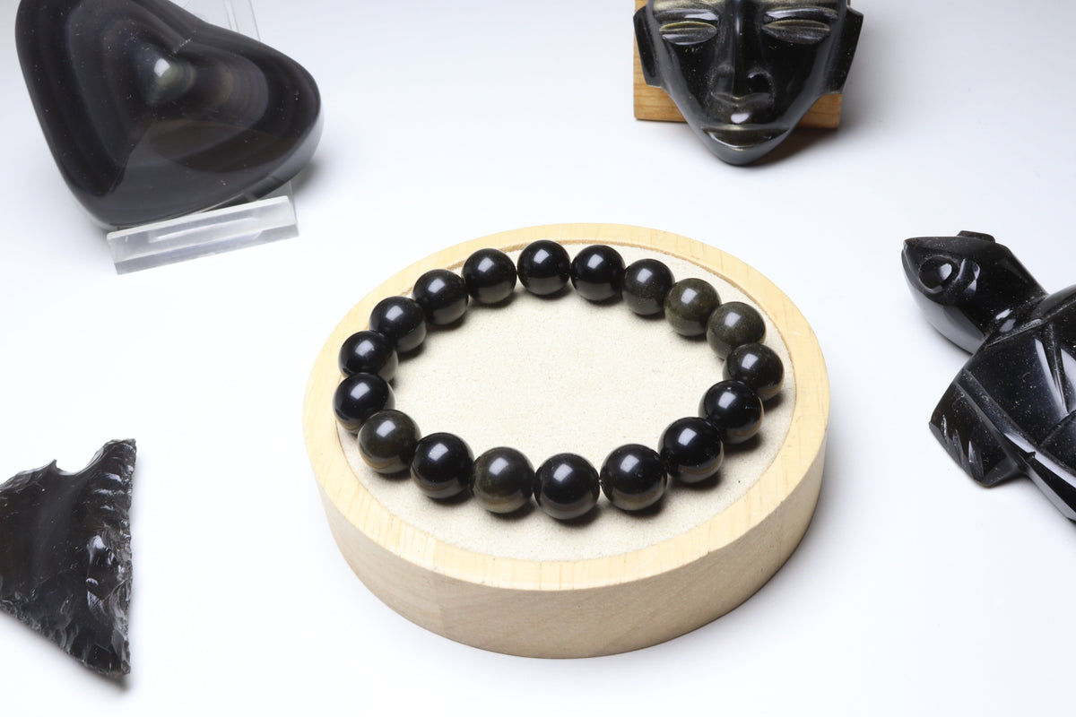 Bracelet Obsidienne Dorée