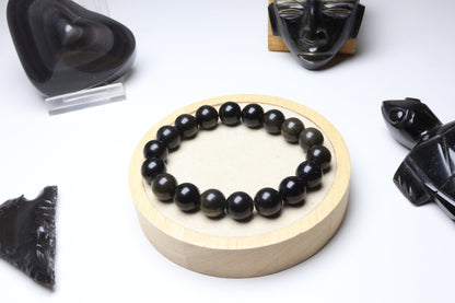 Bracelet Obsidienne Dorée