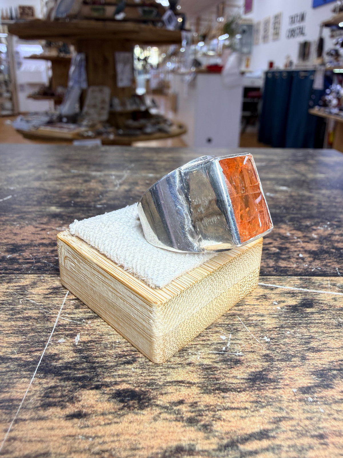 Bague chevalière Tourmaline orange