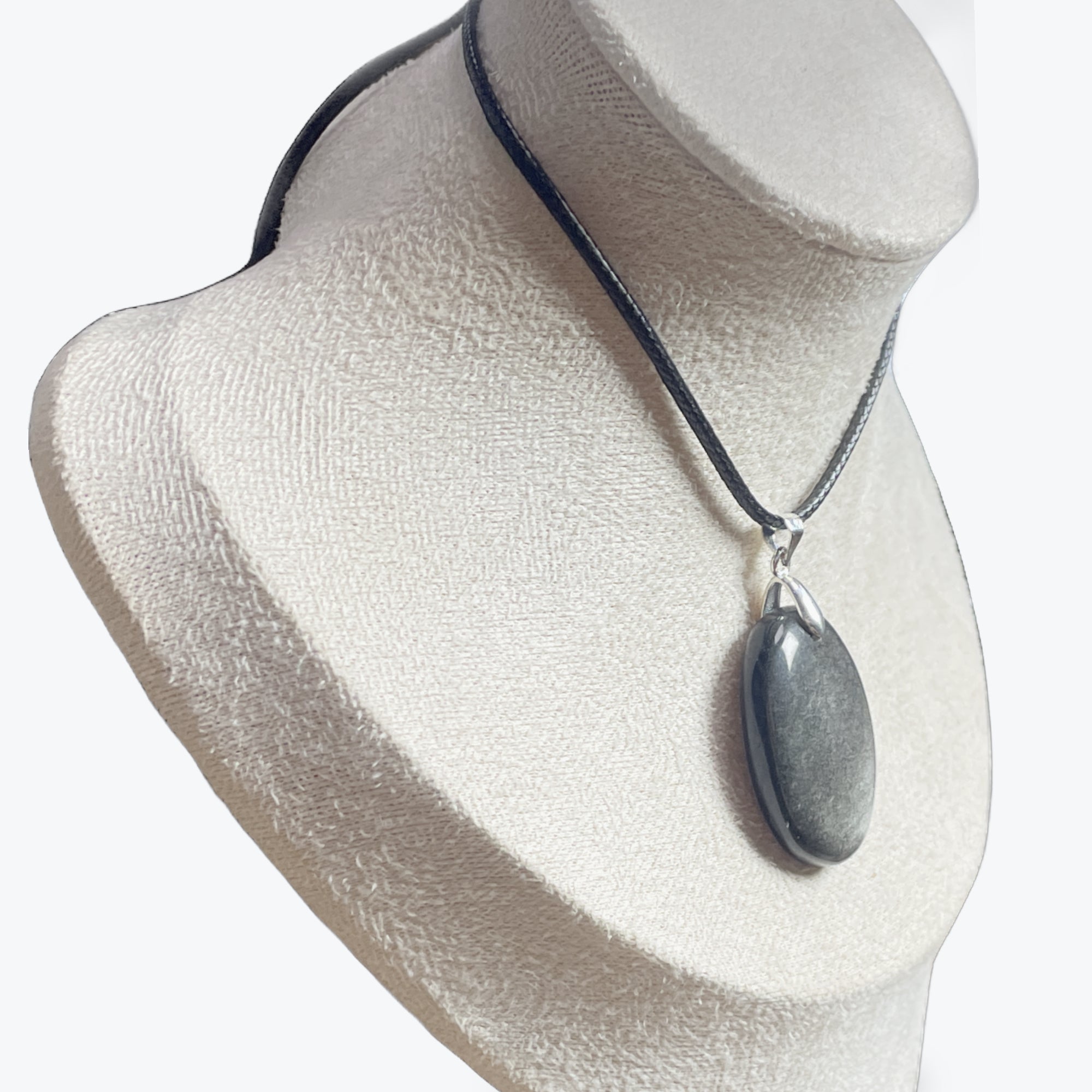 Pendentif Obsidienne Argentée Ovale