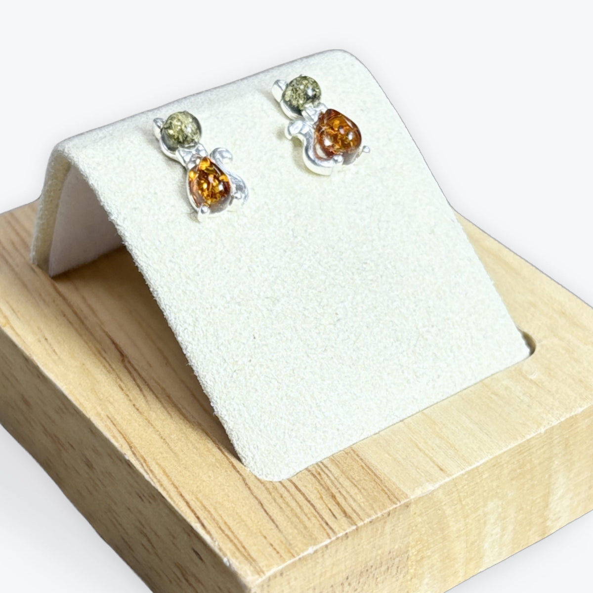 Boucles d'oreilles clou en chat Ambre - Argent 925