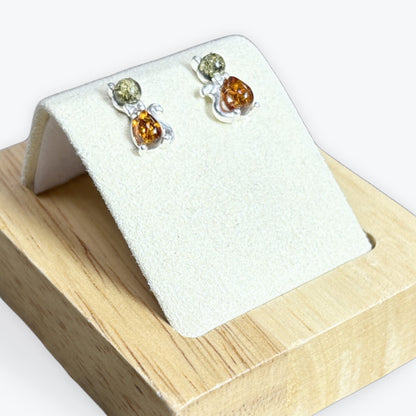 Boucles d'oreilles clou en chat Ambre - Argent 925
