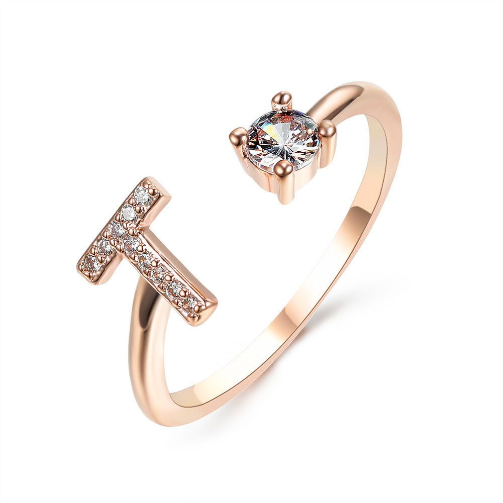 New Design Adjustable 26 Initial Letter Ring Fashion Jewelry For Women Simple Elegant Jewelry - Tatum Cristal