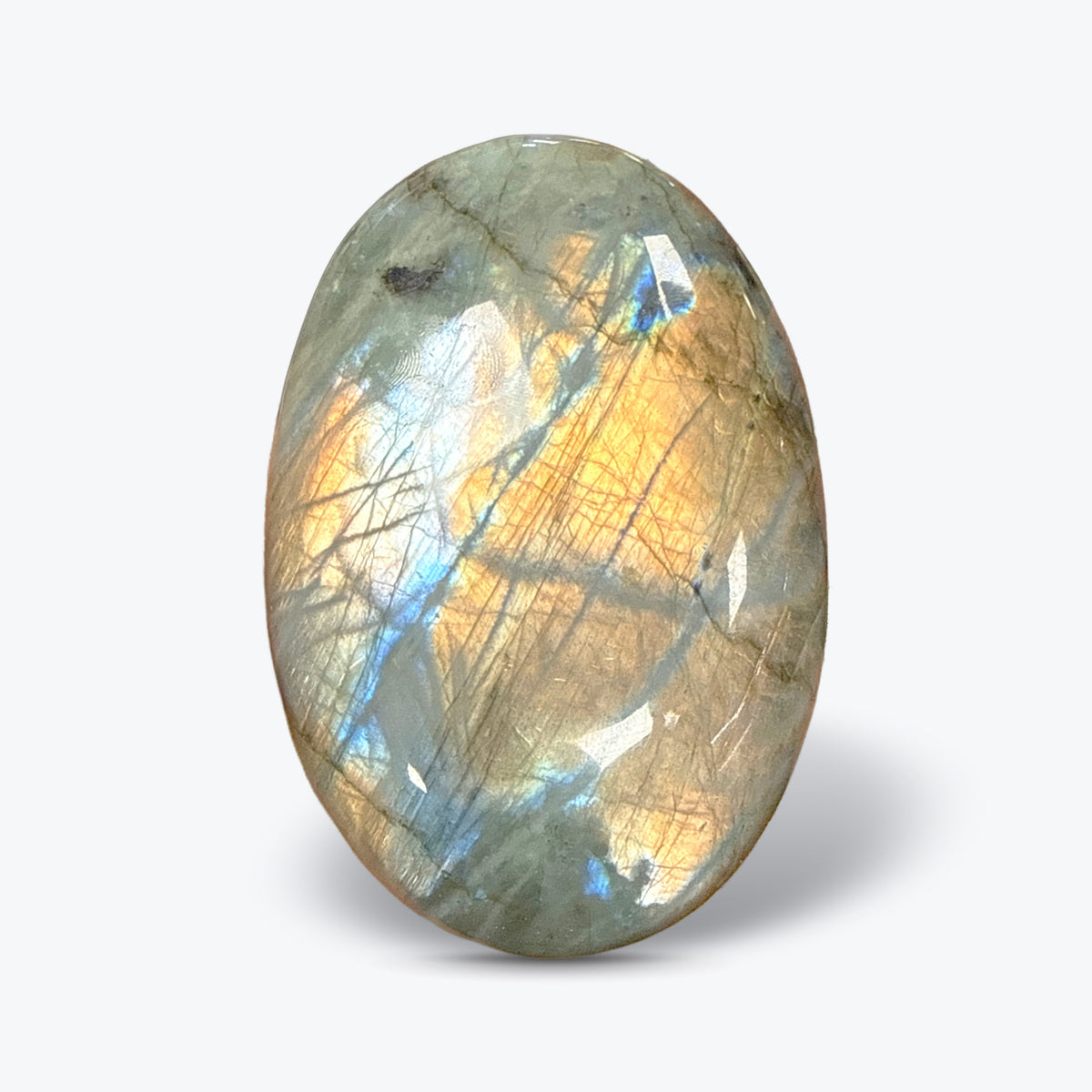 Galet Ovale Poli en Labradorite Naturelle Orange de Madagascar – 4 tailles, 6 à 11 cm