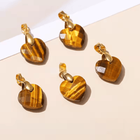 Pendentif Cœur Facetté en Oeil de tigre 12x5mm (1)