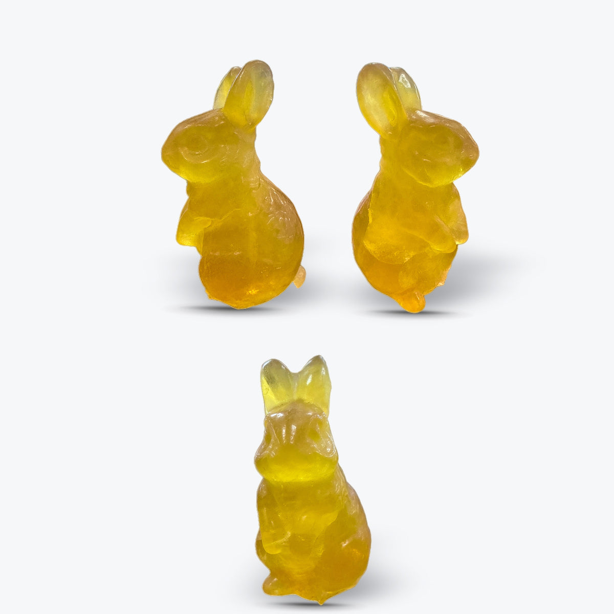 Figurine Lapin Assis en Fluorite Jaune Naturelle de Chine - Pièce unique | 74gr - 6x3cm