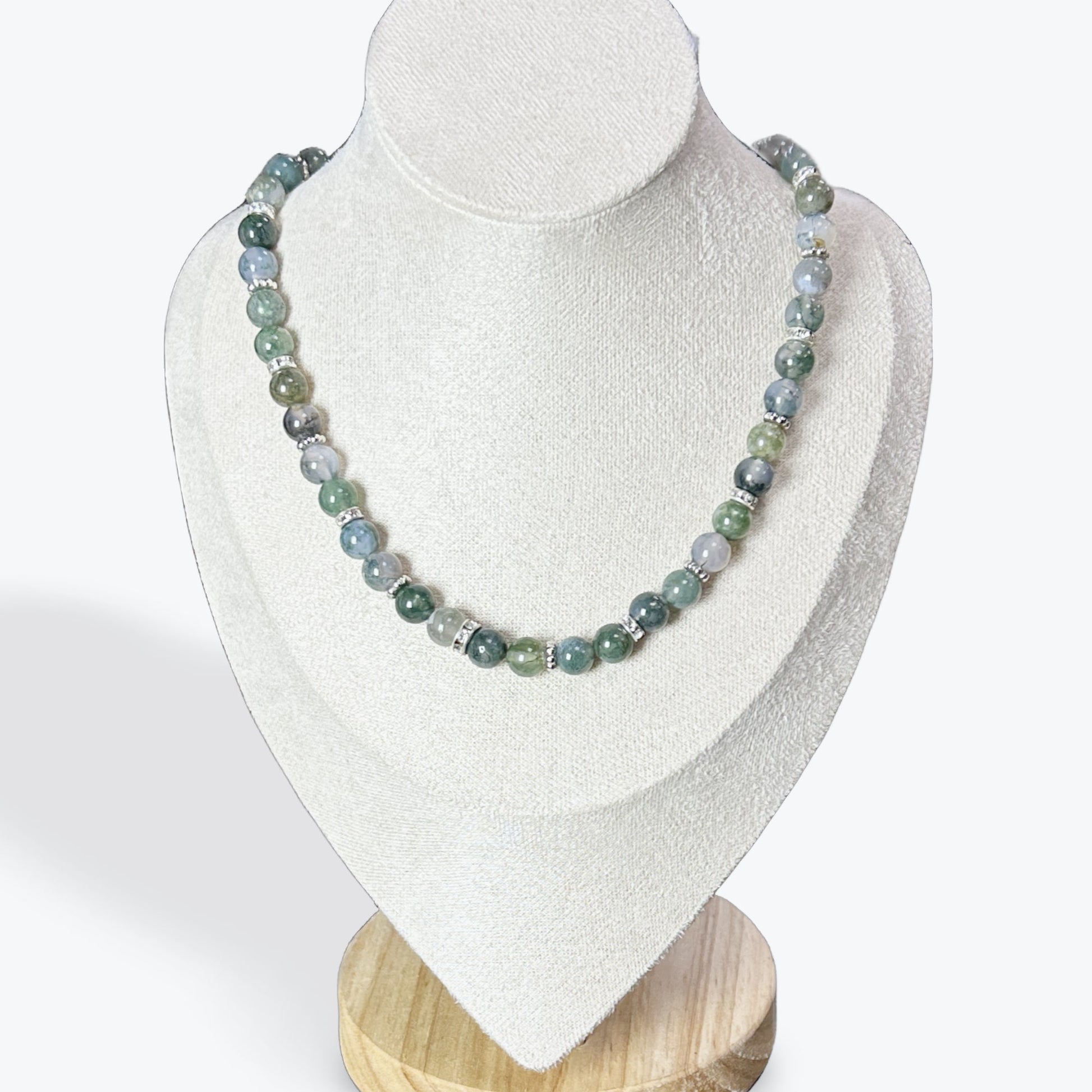 Collier Agate Mousse apprêt argent