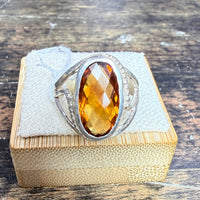 Bague Citrine facettée ovale