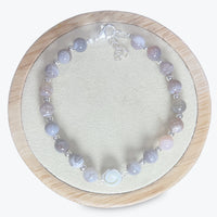 Bracelet En Agate Botswana Avec Un Oeil De Sainte Lucie Et Fermoir En Arge