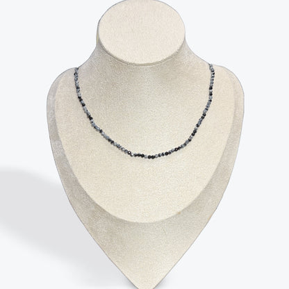 Collier Obsidienne Neige facetté – photo 4
