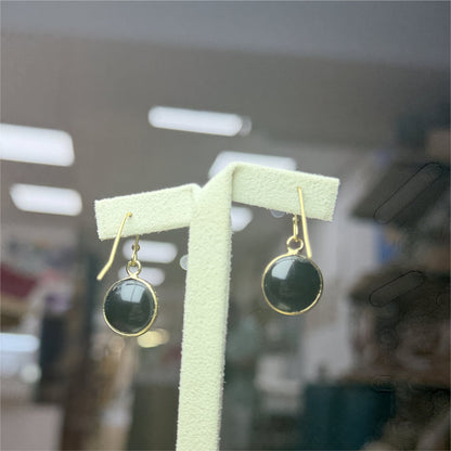 Belle boucles d'oreilles onyx En Forme De rond