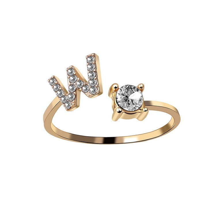 New Design Adjustable 26 Initial Letter Ring Fashion Jewelry For Women Simple Elegant Jewelry - Tatum Cristal