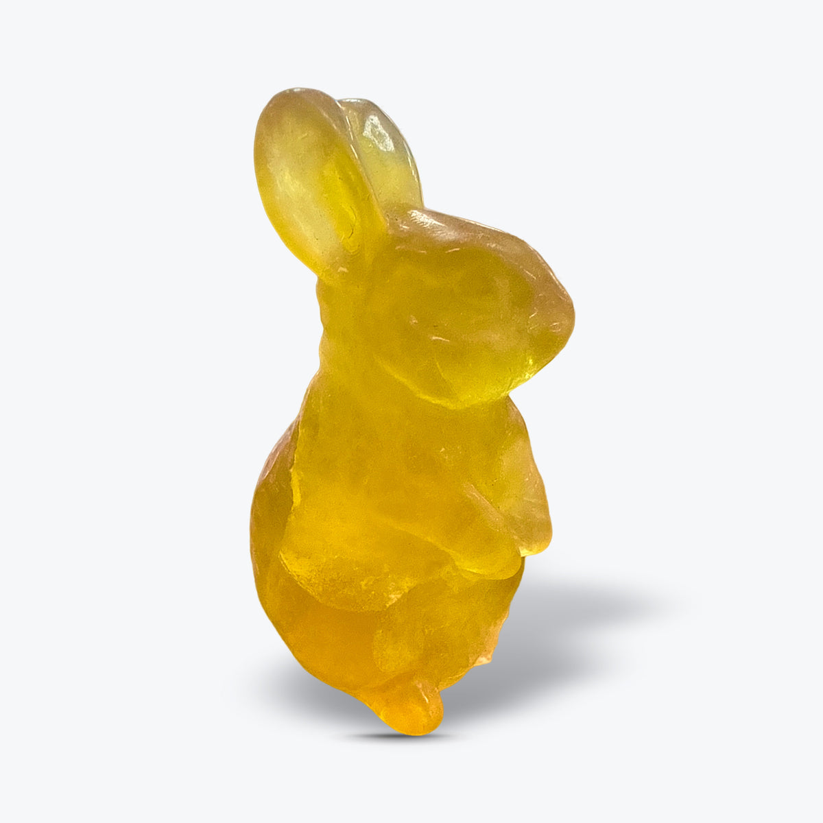 Figurine Lapin Assis en Fluorite Jaune Naturelle de Chine - Pièce unique | 74gr - 6x3cm