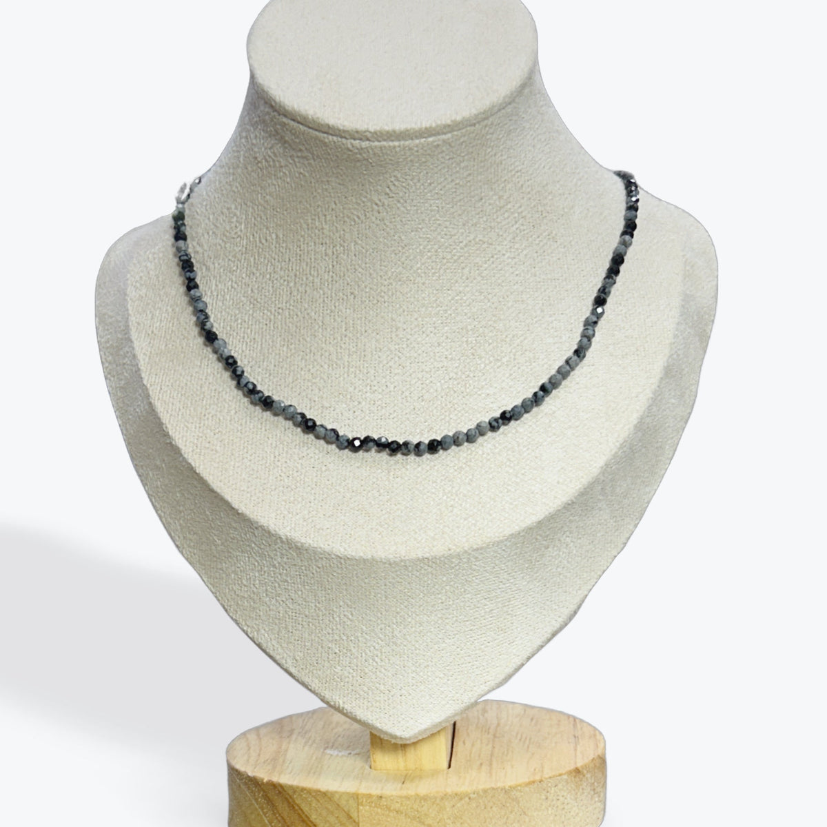 Collier Obsidienne Neige facetté – photo 3
