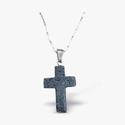 Pendentif Croix en Pierre Naturelle Polie, 15 pierres au choix, bélière et chaîne | 1,8x2,5x4cm