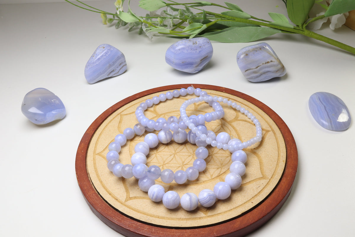 Bracelet Calcédoine bleu