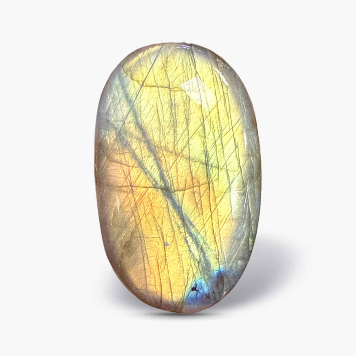 Galet Ovale Poli en Labradorite Naturelle Orange de Madagascar – 4 tailles, 6 à 11 cm