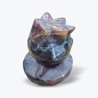 Figurine Oiseau Pokémon en Grenat Naturel sur Socle Rond - Pièce unique | 50gr - 3x3cm