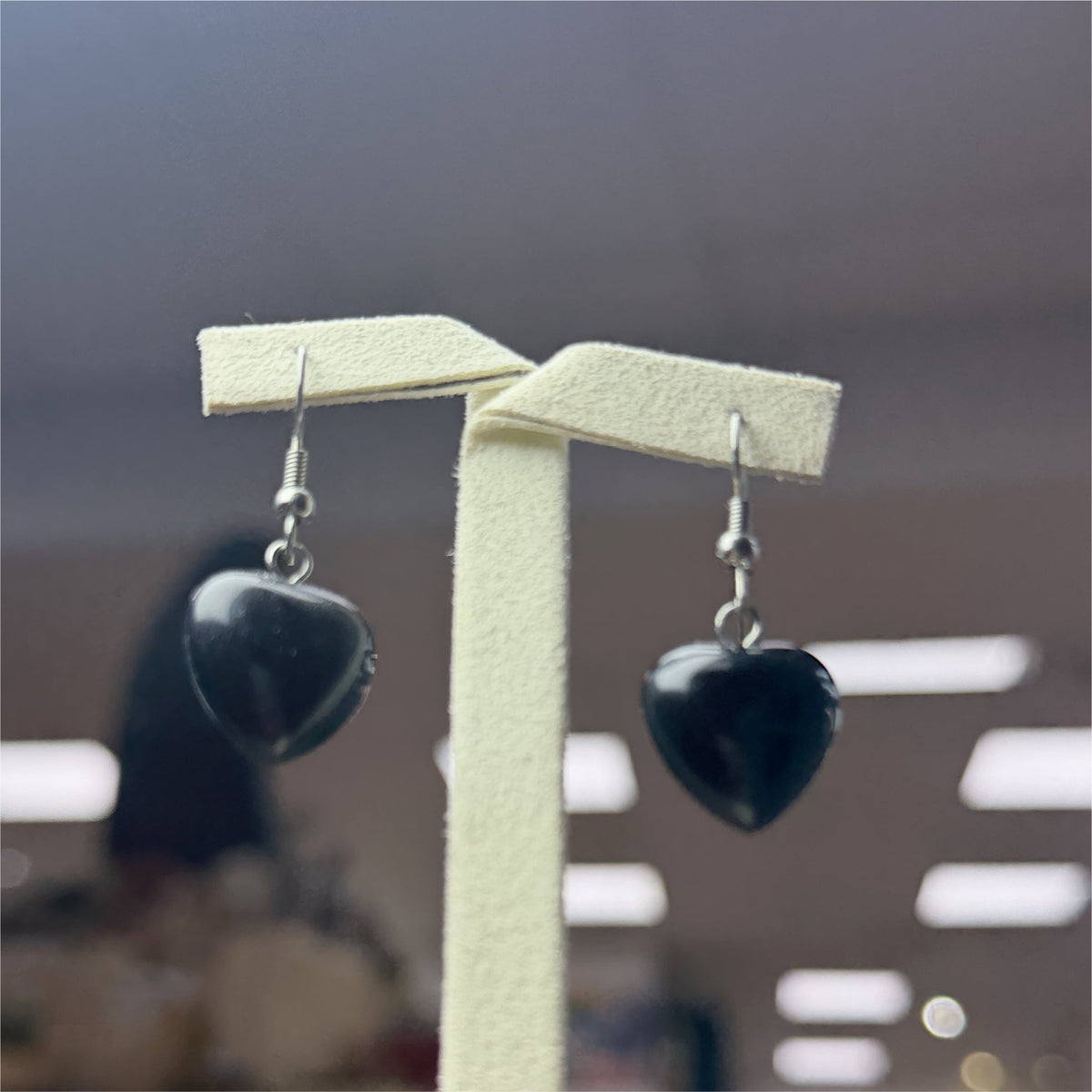 Boucles D'oreilles Onyx En Forme De Coeur