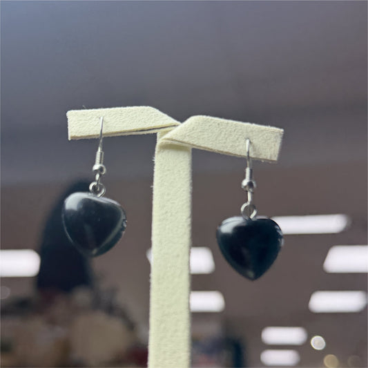 Boucles D'oreilles Onyx En Forme De Coeur