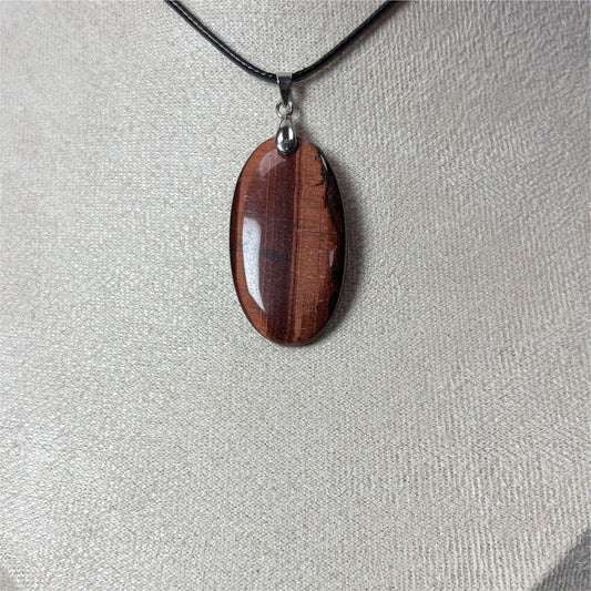 Pendentif Œil de Taureau - Ovale - Bélière Acier Inox