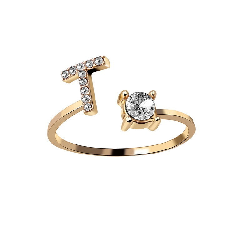 New Design Adjustable 26 Initial Letter Ring Fashion Jewelry For Women Simple Elegant Jewelry - Tatum Cristal