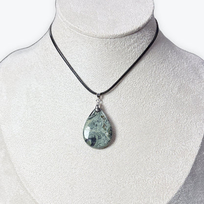 Pendentif Jaspe Kambaba - Bélière Acier Inoxydable