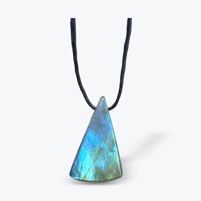 Pendentif en Labradorite Naturelle grise, percé sur le côté - Pièce unique