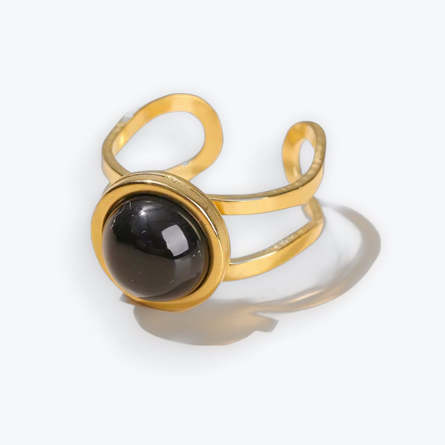 Bague Ajustable en Acier Inoxydable - Onyx