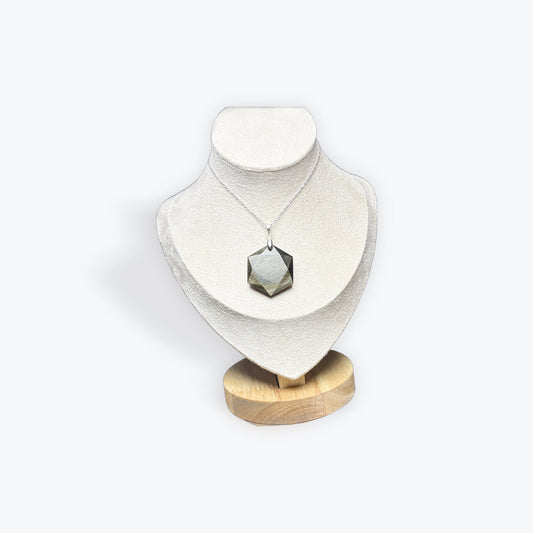 Pendentif obsidienne dorée hexagone