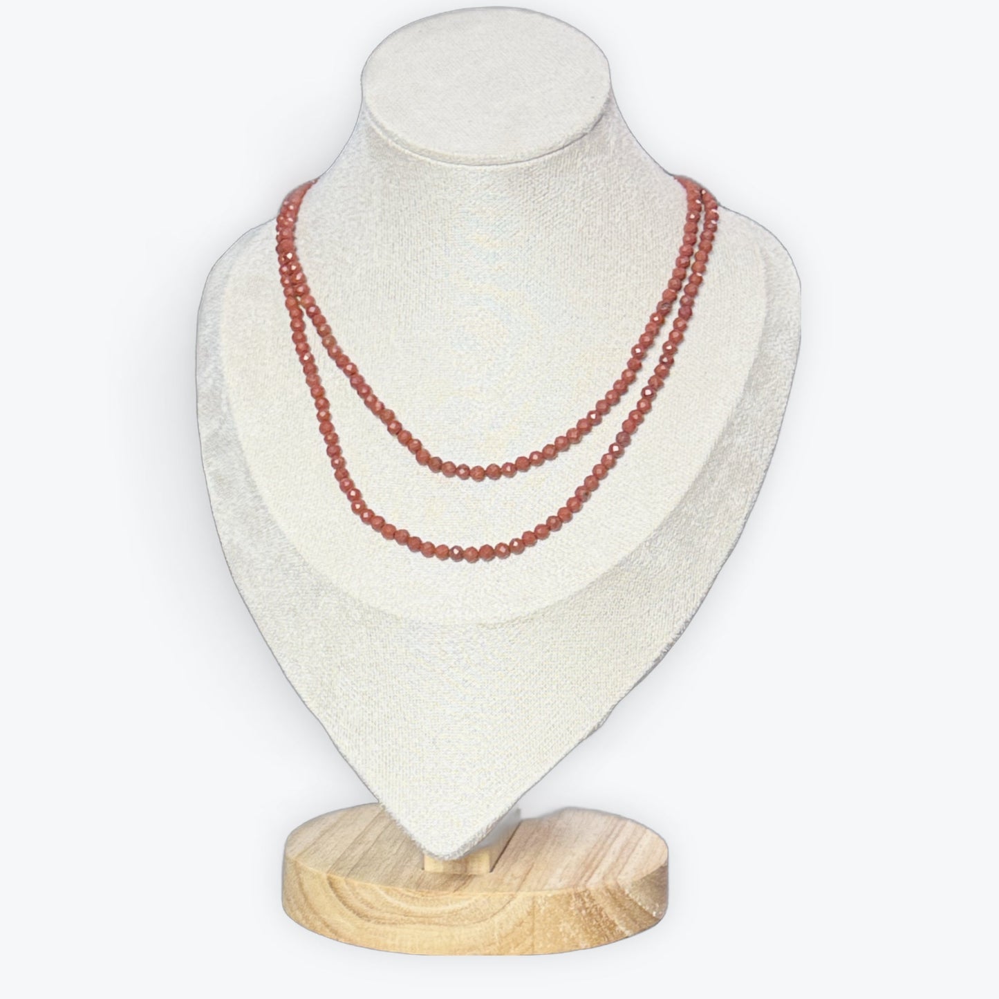 Collier jaspe rouge facetté
