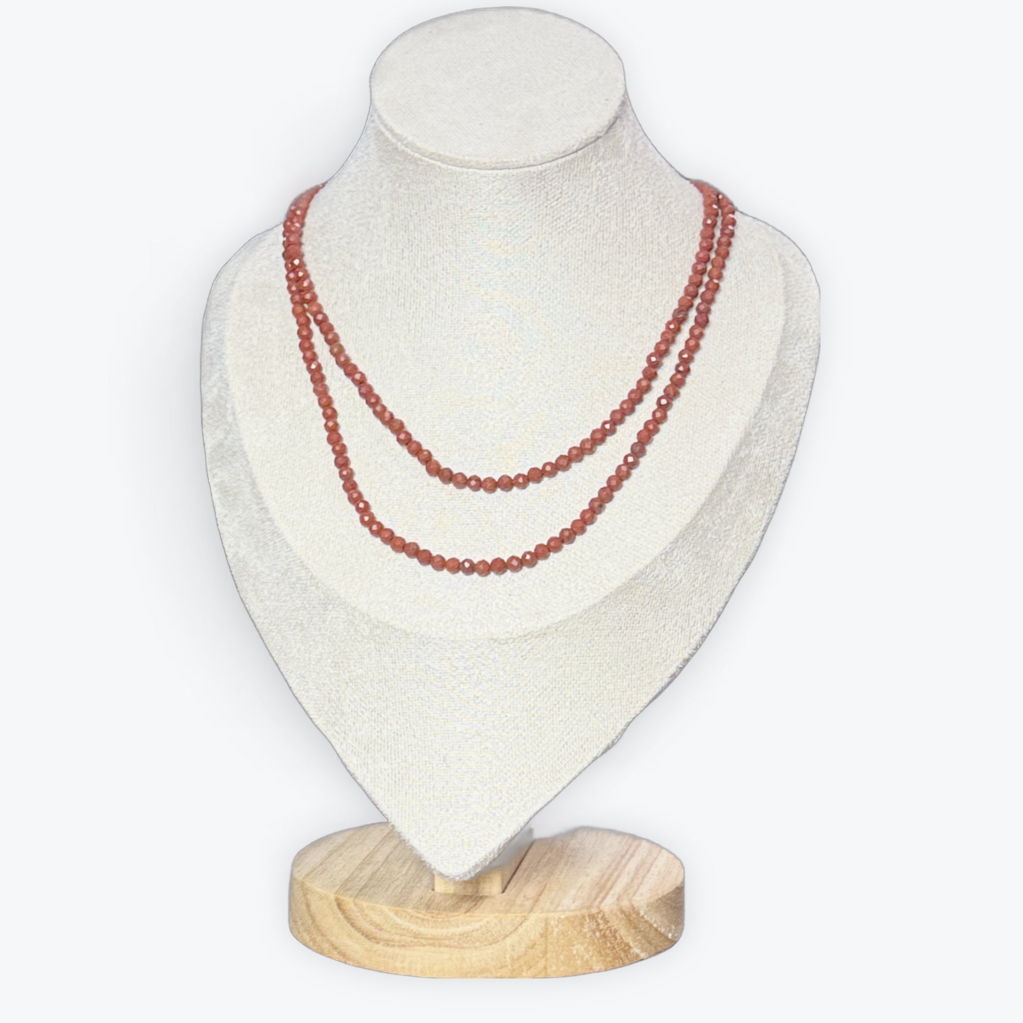 Collier jaspe rouge facetté