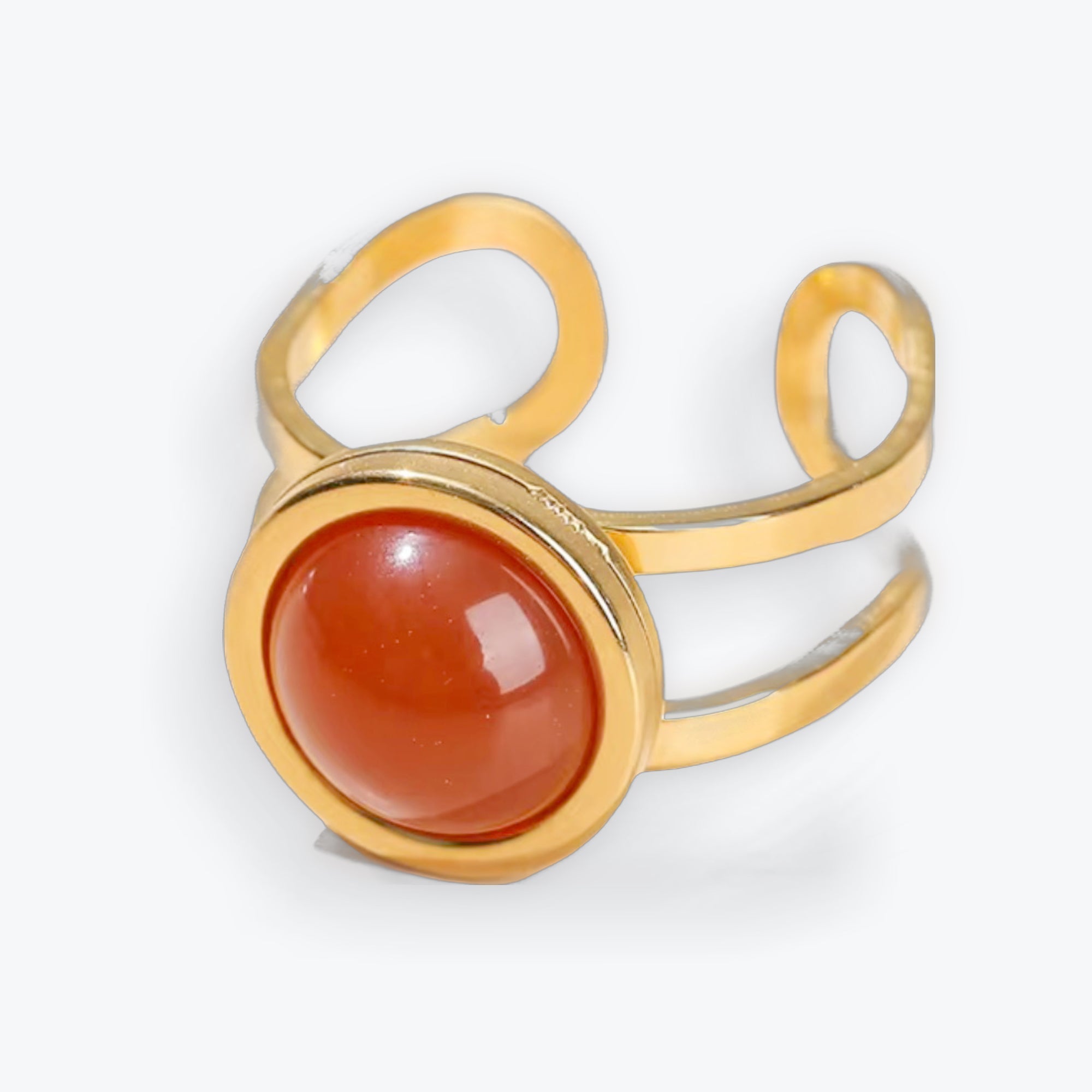 Bague Ajustable en Acier Inoxydable - Cornaline