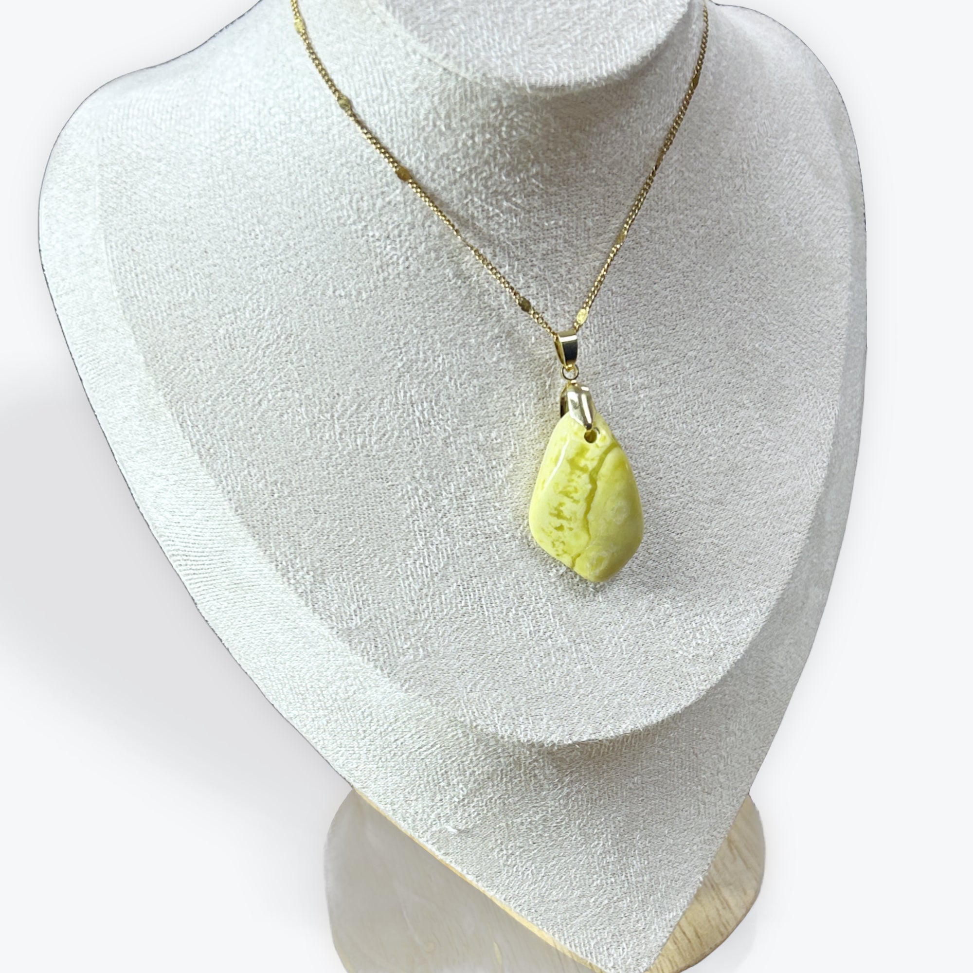 Serpentine jaune Pendentif Pierre roulée