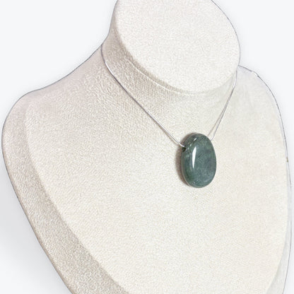 Pendentif Agate mousse percée - Cordon offert